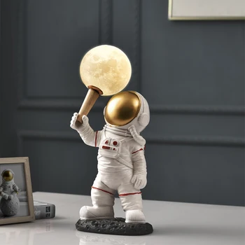 Apdailos mažas naktį lempos, stalo lempos, naktiniai staleliai, lempa Šiaurės miegamojo puošmena 3D mėnulio lempos kūrybos astronautas