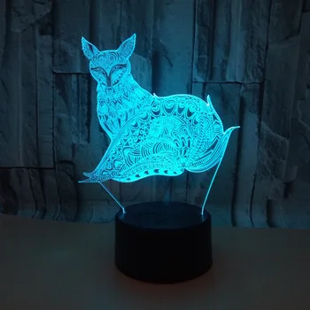 Fox 3D Lempos Naktį Šviesos 3D Iliuzija Lempa Vaikams 16 Miegamojo Spalvos Keitimas su Nuotolinio Miegamasis Fox Dekoro Kalėdos Gimtadienio Dovanos