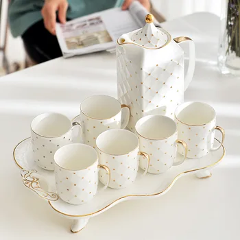 Naujas keramikos puodelis po pietų gėlių teacup nustatyti ranka-dažytos keramikos puodelis kavos puodą namų