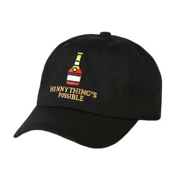 Naujas kurių henny Vyno butelis siuvinėjimo Tėtis Skrybėlę vyrai moterys Beisbolo kepuraitę reguliuojamas Hip-hop snapback cap skrybėlės