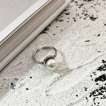 TAIGI, 925 Sidabro Papuošalai Tailando Silver Pearl Ring korėjos Versija Paprastas Žiedas Susuktų Virvių Pintas Atidaryti Žiedas Gamintojo Vardu