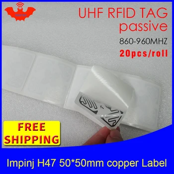 UHF RFID žymę lipdukas Impinj H47 spausdinimui vario etiketės 915mhz868mhz Higgs3 EPK 6C 20pcs nemokamas pristatymas klijų pasyvus RFID labe