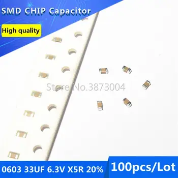 100vnt 0603 33UF 6.3 V X5R 20% SMD Chip Kondensatorius