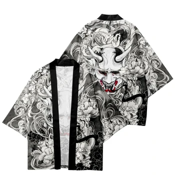 2022 Naujas Demonas Spausdinti Samurajus Marškinėliai, Drabužių, Tradicinių Haori Kimono Moterys Vyrai Japonų Anime Azijos Streetwear Cardigan Yukata 