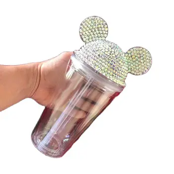 500ml kūrybos Mickey Minnie diamond cup dangtis gali būti rankų darbo 