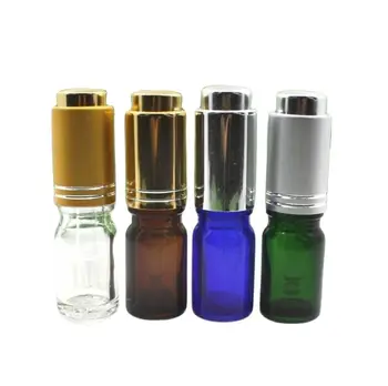 5ml 50pcs skaidri/mėlyna/žalia/rudo stiklo butelis su sidabro siurblys užkratas eterinio aliejaus serumas skystis odos priežiūros kosmetikos pakuotės