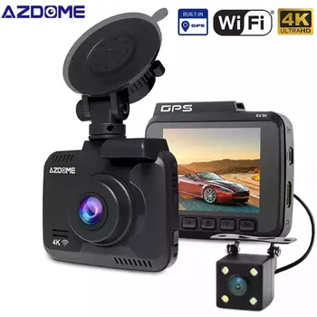 AZDOME GS63H Automobilių Brūkšnys Cam 4K HD 2160P Brūkšnys Kamera, Dvigubas Objektyvas, integruota GPS DVR Recorder Dashcam Su WiFi, G-Sensorius Loop Įrašymo