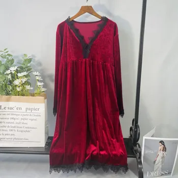 Aksomo Miego Suknelė Pižamą Moterų Minkštas Sleepwear Namų Padažu Suknelė 2021 Naujas Naktiniai Drabužiai Intymus Apatinis Trikotažas Laisvi Namų Drabužiai
