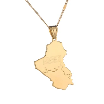 Aukso Spalvos Irako Respublikos valstybės Vėliava Žemėlapis Pakabukas Moterys Vyrai Karoliai Mados Grandinės Juvelyrikos