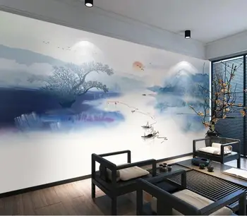 Bacal Naujas Kinijos rašalo meno samprata kraštovaizdžio briedžių 3D tapetai, freskos fone sienų apdaila sienos popieriaus freskomis huda