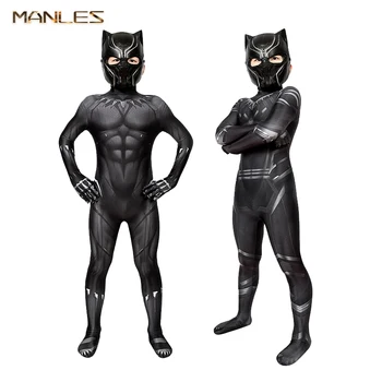 Black Panther Cosplay Kostiumų Bodysuit Jumpsuit Vaikams Halloween Carnival Šalis, Superhero Cosplay Kostiumai