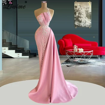 Blush Pink Zawalcowany Garsenybių Suknelės Moterims Undinė Elegantiškas Vakaras Prom Dresses Raudonojo Kilimo Ir Tūpimo Tako Suknelės, Vestuvių Suknelės, Šaliai