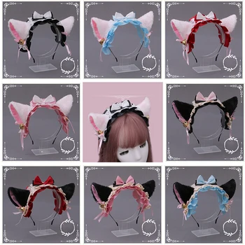 Cosplay Cute Kačių Lapės Kailio, Ausų Plaukų, Ratlankiai Naktį Šalies Anime Lolita Hairband Kailio Kaspinai Įrašą Mergina, Plaukų Aksesuarų, Ausies Plaukų Juosta