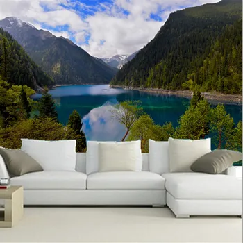 Custom 3D didelės freskomis,Kinijos Kalnų Ežero Gamtovaizdis, Gamta tapetai, gyvenamasis kambarys su sofa-lova, TV wall miegamojo sienos popieriaus