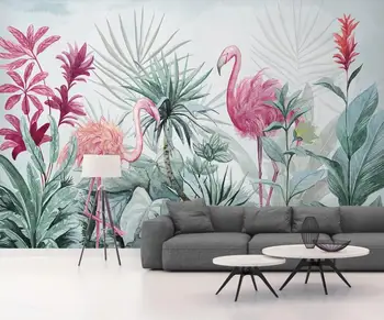 Custom 3D tapetai, freskos Šiaurės tropinių augalų flamingo gyvenimo kambario, miegamasis fone, sienų apdaila dažymas