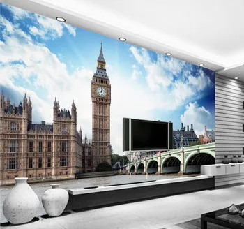 Custom Europos Stiliaus Miesto Kraštovaizdžio Londono Big Benas Freskos 3D Tapetai Kambario Kraštovaizdžio Viešbučio Restorane Sėdi Kambaryje Fone