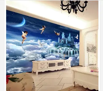 Custom freskos 3D neaustinių ekrano užsklanda Nustatymas sienų apdaila dažymas kūrybinių svajonių angelas danguje Vaikų paveikslai