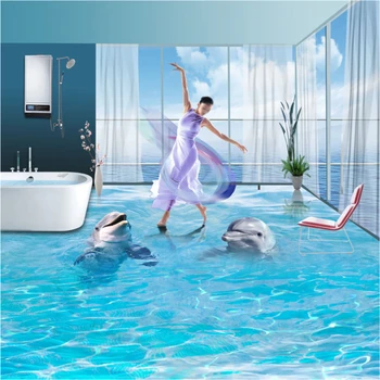 Custom grindys 3d tapetai už bet kokio dydžio foto freskos Šiuolaikinės Delfinų 3D фотообои Jūrų Sutirštės nešiojami grindų papel de parede
