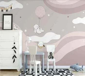 Custom papel parede abstraktus debesų animacinių filmų smulkių gyvūnų, vaikų kambarys, svetainė, miegamojo apdaila, tapetai