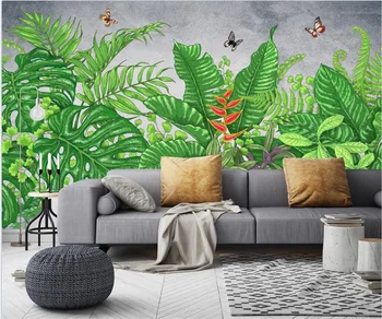 Custom Šiaurės abstrakti akvarelė rankomis dažyti tropinių miškų augalai Foto Tapetai Kambarį Valgomasis Apdaila