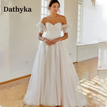 Dathyka Modernios Stebėjimo Off Pečių Vestuvių Suknelė Moterims Elegantiškas Nėrinių Chalatas De Soirée De Mariage Pritaikyti Plius Dydis