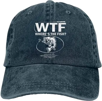 Dekoro WTF Kadangi Žuvis Reguliuojamas Plauti Unisex Tėtis Skrybėlę Sunkvežimio vairuotojas Hat Džinsinio audinio Dangtelis Beisbolo kepuraitę (Navy)