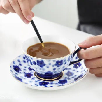 Derliaus Kinijos Mėlynos ir Baltos spalvos Porceliano Kavos Puodeliai Kūrybos Rankomis Dažyti Kavos Puodelis Europos Stiliaus Popietę Arbatos Puodelio Teaware