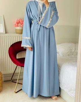 Eid Abayas Moterų Dubajus Turkijos Musulmonų Suknelė, Hijab Mubarakas Atidaryti Abaja Kimono Islamas Kaftan Skraiste Musulmane Longue Djelaba Femme