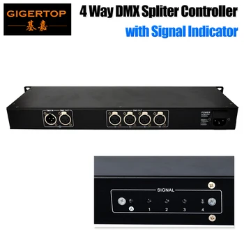 Gigertop TP-D05A 4 Būdas DMX Spliter Suspausta Dydžio su Led Signalo Indikatorius 3 Pin XLR Metalo Lizdas DMX512 paskirstymo stiprintuvas