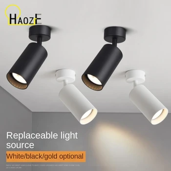 Haoze LED Spot Light Aliuminio Kelio Žibintai MR16 GU10 7W COB Balta Juoda Aukso Lubų Lempa Kambarį Parduotuvė Patalpų Apšvietimas