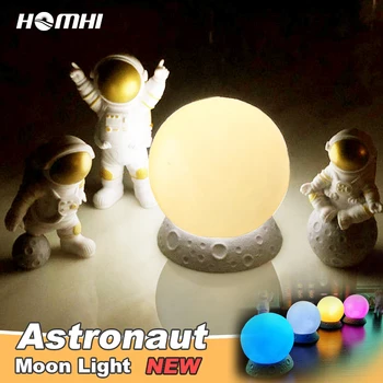 Homhi Astronautas LED Nakties Šviesos Miegamasis Tyrimą, staliukas, Lempa Skaitymui Vaikui, Dovanos Baltos, Ovalios, Bazės Lampara HNL-109