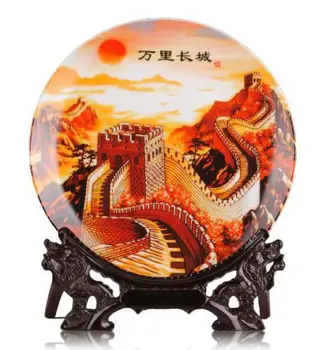 Išskirtinį Kinijos Rankų Darbo Keramikos Plokštės, Dažytos Su Kinijos Didžiosios Sienos
