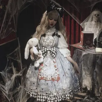 Japonijos Gothic Lolita Halloween Naktį Dark Funeral JSK Dirželis Suknelė Vasaros Viduramžių Suknelė Lolita Dress Goth Lolita