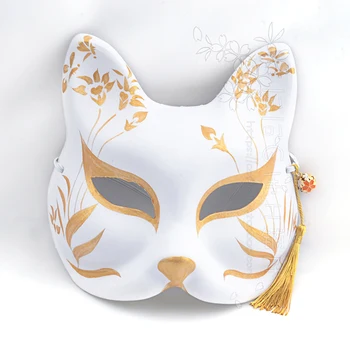 Japonų Stiliaus Anime Fox Katės Kaukė Cosplay Kamuolys Gryno Aukso Vėjo Orchidėja Kutas Bell Halloween Mask Cosplay Kostiumas Šalis Rekvizitai