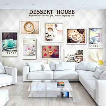 Kambarį restoranas, kepiniai, pyragas desertas tapetai šiltas minimalistinio modern3D stereoskopinis didelės freskos pasirinktinis dydis