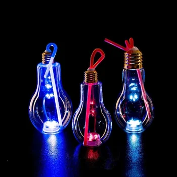 Kūrybos Lemputė Vandens Butelis, Trumpai Mados Pieno Sulčių Lemputės Forma nepralaidžiose Stiklo Butelį Geriamojo Šalies Decora Taurė