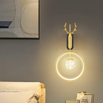 LED dizaineris sienos lempos Aukso Lovos, Miegamojo Šiaurės elnių lempos Prabanga Paprasta Kūrybos Kambarį Fone Dekoro pasaulyje sienos lempos