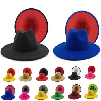 Mišrios spalvos džiazo skrybėlę, Moteris Pajuto, Fedora Skrybėlę kaubojaus skrybėlę žiemos vyrų kepurę susiuvimo raudonos ir juodos vilnos melonik skrybėlę didmeninės
