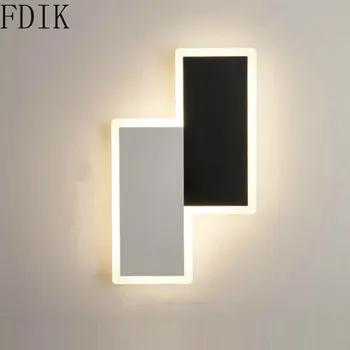 Modernios Sienos Lempos Miegamojo Lovos Balta/juoda LED Lempos Kambarį Eilėje Koridoriaus Įėjimo Šviesos Fono Laiptai Wandlamp