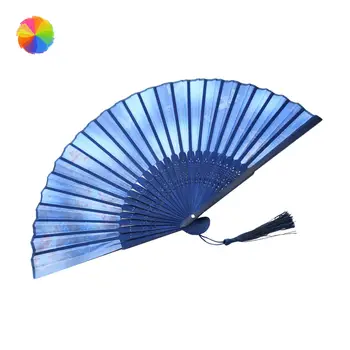 Mėlynas Drugelis Modelio Nešiojamą Gerbėjai Šilko Lankstymo Gerbėjai Su Bambuko Rėmai Šokių Cosplay Vestuves Rekvizitai DecorationCY