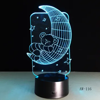 Mėnulis Turėti 3D LED Stalo Lempa Naktį Žibintai USB LED Iliuzija Apšvietimas, Vaikų, Miegamojo, Vestuvių Dekoravimas Gimtadienius Dovana AW-116