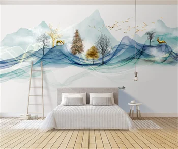 Naujas Kinų stiliaus menas abstraktus peizažas TV fono sienos freskos šiuolaikinės 3D kambarį namo apdaila foto užsakymą tapetai
