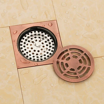 Naujas Retro raudona bronza Kieto žalvario antikvariniai vario 100x 100mm 4 colių kvadratinių anti-kvapas grindų drenažo Meno vonios kambarys dušo drainer