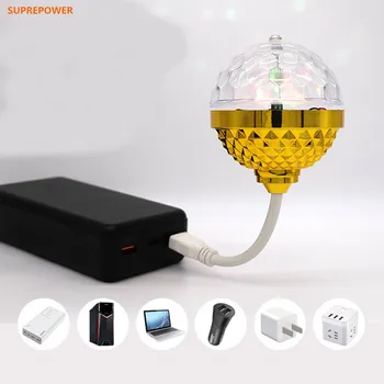 Naujas USB Kištukas, Besisukančių RGB Magic Crystal Ball Lempos Projekcija Lempa, Šeimai Šalis, KTV Baras Etape Lempos Tinka Mobiliųjų Galia