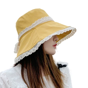 Naują Skrybėlę moterų nėriniai, Sulankstomas Saulės Skrybėlę ponios vasaros žvejys skrybėlę Japonijos saldus saulės Skydelis Bžūp