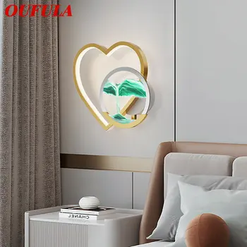 OUFULA smėlio laikrodis Sienos Lempa LED 3 Spalvų Modernus Kūrybinis Dizainas Širdies Formos Sconce Šviesos Namuose Miegamojo Lovos Dekoras