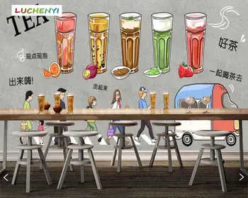 Papel de parede pasirinktinę animaciją arbatos gėrimas 3d tapetai, freskos, restoranas sulčių, parduotuvė, valgomasis sienos, popierius, lipdukas