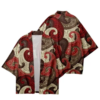 Paplūdimio Drabužiai Japonų Kimono Stiliaus Ir Šortai Nustatyti Streetwear Vyrų, Moterų Megztinis Haori Yukata Harajuku Viršūnes Skraiste