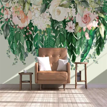 Pasirinktinis dydis šiuolaikinių augalų rožių gėlių 3D tapetų kambarį namų dekoro freskos miegamojo puošimas, gėlių lipnios tapetai