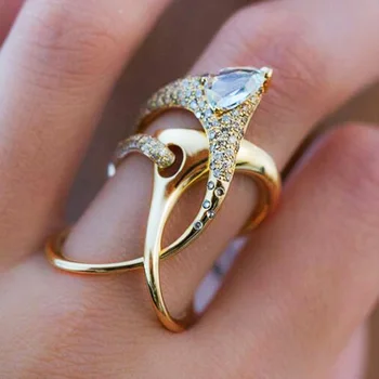  Prabanga Nereguliarus Stebuklinga Ragana Žiedas Super Cool Priedai Įtaisą Aukso Twist Likvidavimo Moterų Papuošalai Asmenybės Žiedai